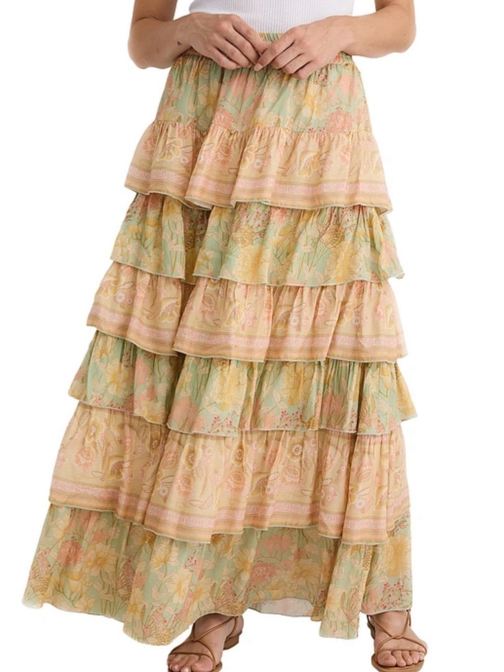 NWT/Never Worn Talisman Paloma Floral Tiered Maxi Skirt
